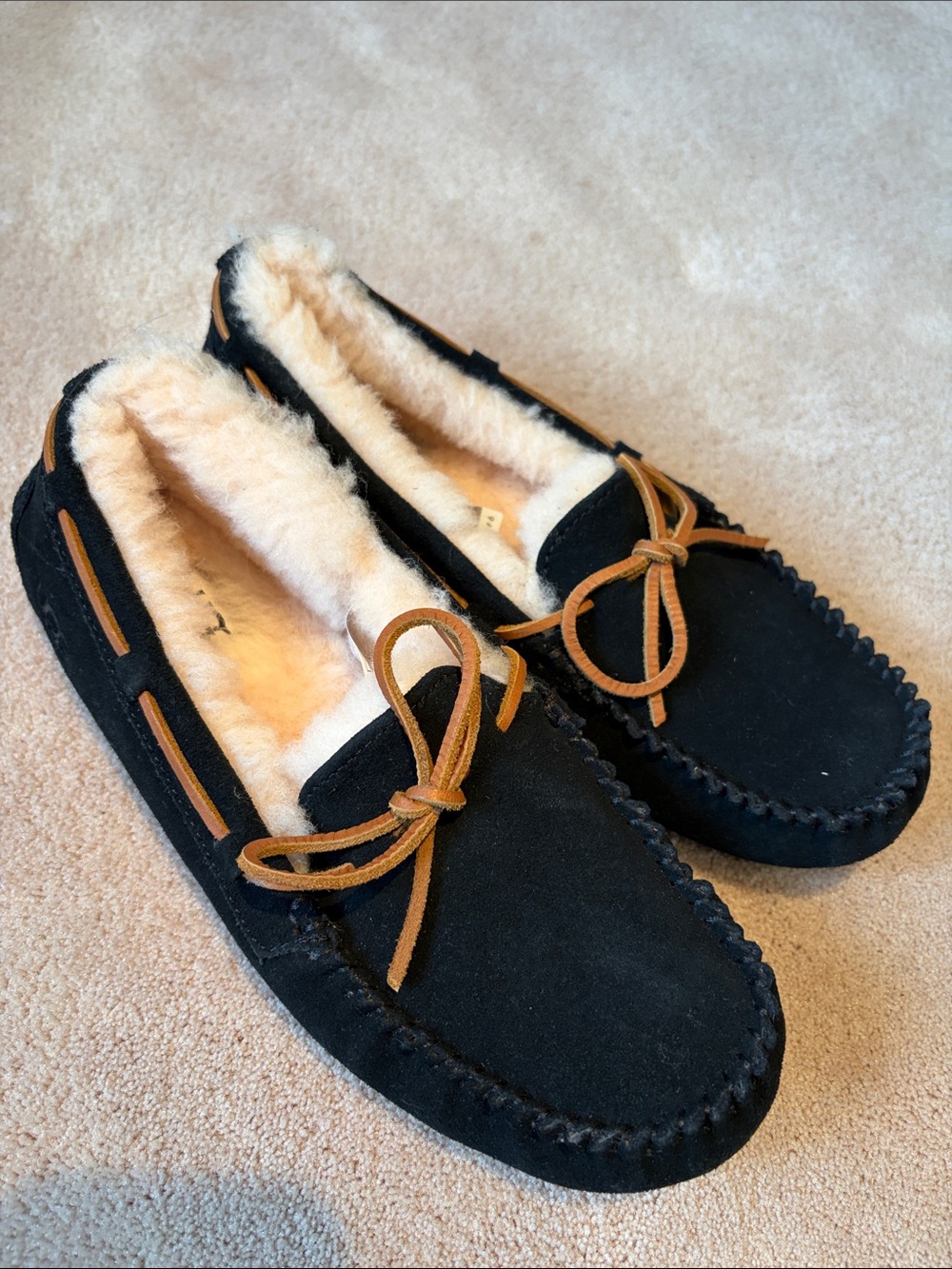 Ugg Dakota suede shearling black slippers